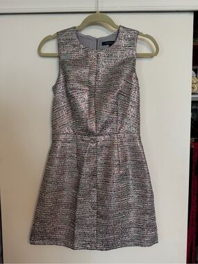 Metallic Pink Tweed Fit-and-Flare Dress French Connection